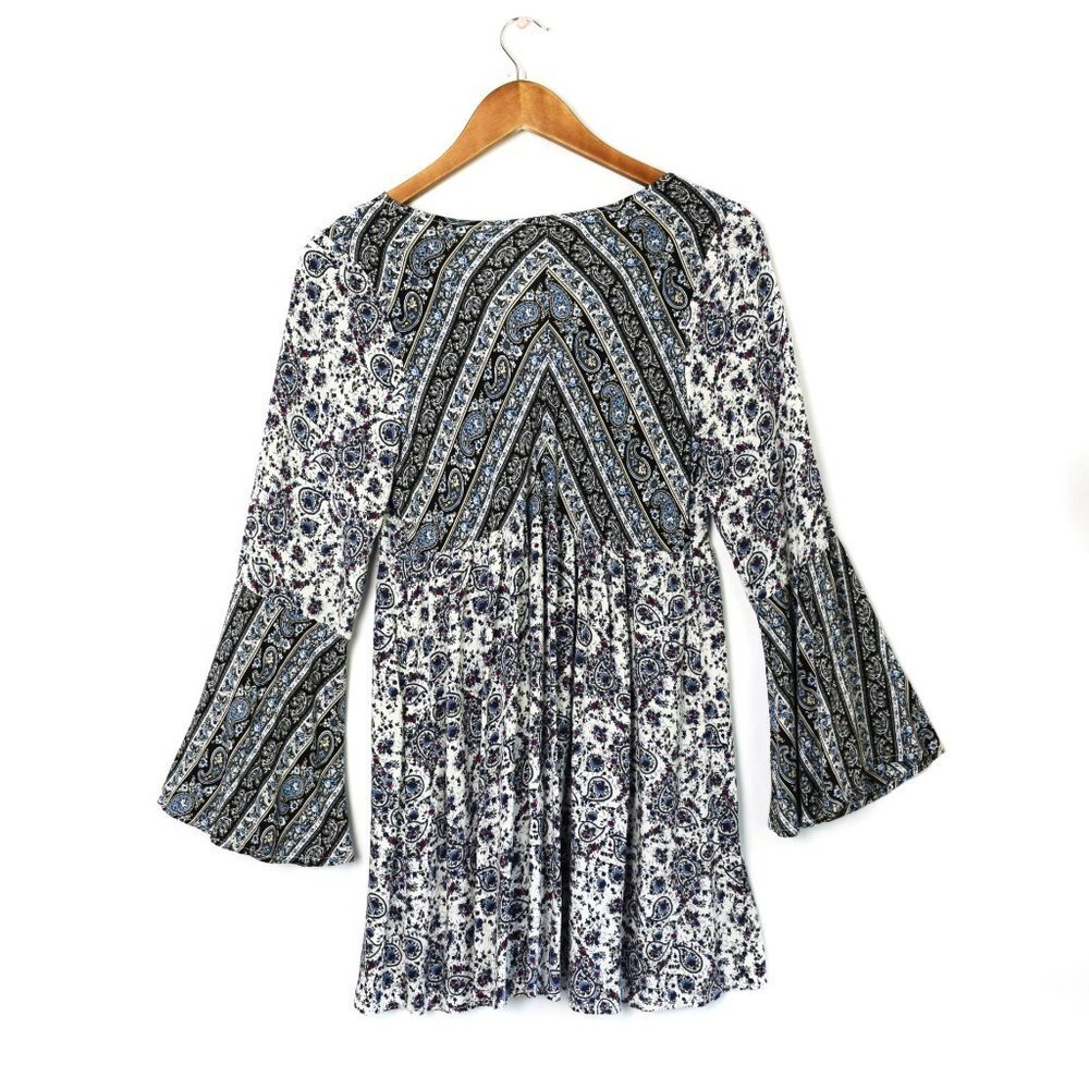 Umgee Floral Paisley Flare Sleeve Boho Tunic Small - Picture 2 of 15